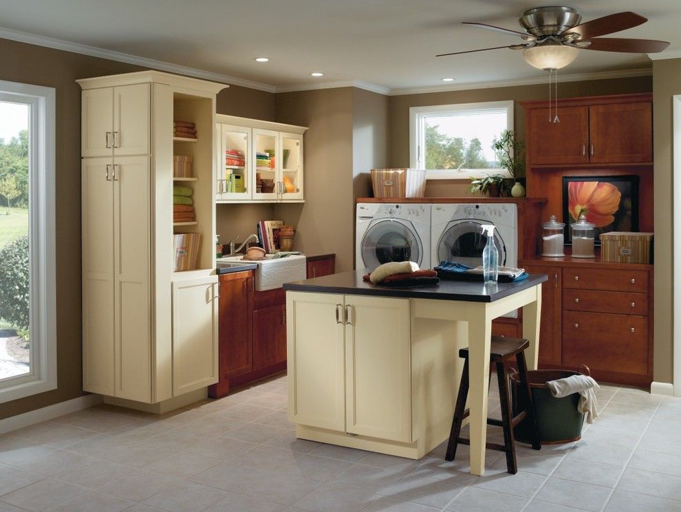 Masterbrand Cabinets for a Traditional Laundry Room with a Honeysuckle and Diamond Shiloh Laundry Cabinets by Masterbrand Cabinets, Inc.