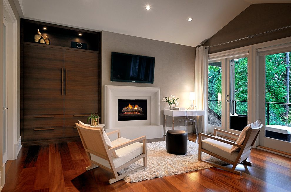 Maxalto for a Contemporary Bedroom with a Raised Fireplace and Mathers Avenue Residence by Erica Winterfield Design