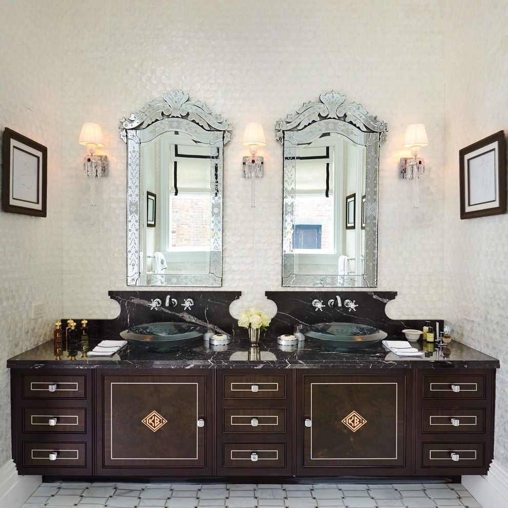 Maya Romanoff for a  Spaces with a Mother of Pearl Bathroom and Kips Bay Show House 2015 by Maya Romanoff