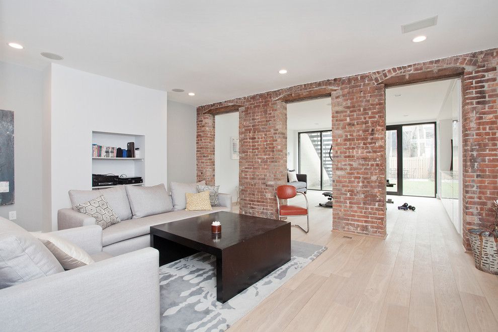 Mcnear Brick for a Scandinavian Family Room with a Open Doorways and 9th and Hudson by Jensen C. Vasil  Architect Pc