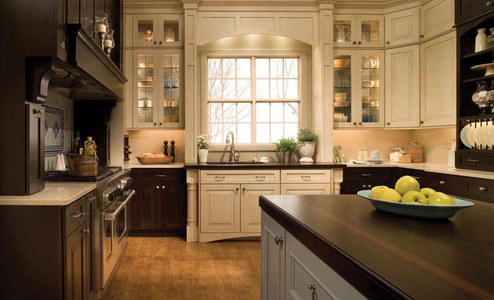 Medallion Cabinets for a Traditional Kitchen with a Kitchen Island and Kitchen, Bath and Interior Design by Skd Studios