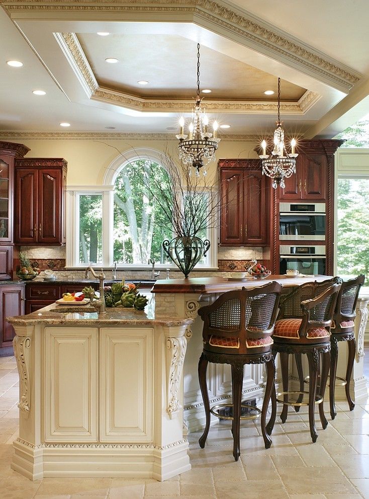 Medallion Cabinets for a Traditional Kitchen with a Tray Ceiling and Whole House Renovation by Creative Design Construction, Inc.