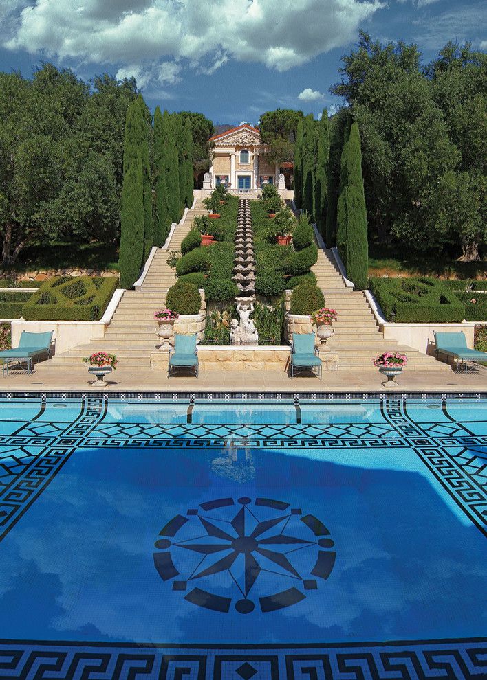 Medallion Pools for a Traditional Pool with a Grand Outdoor Staircase and Villa Zeffiro by Bryant Design Studio