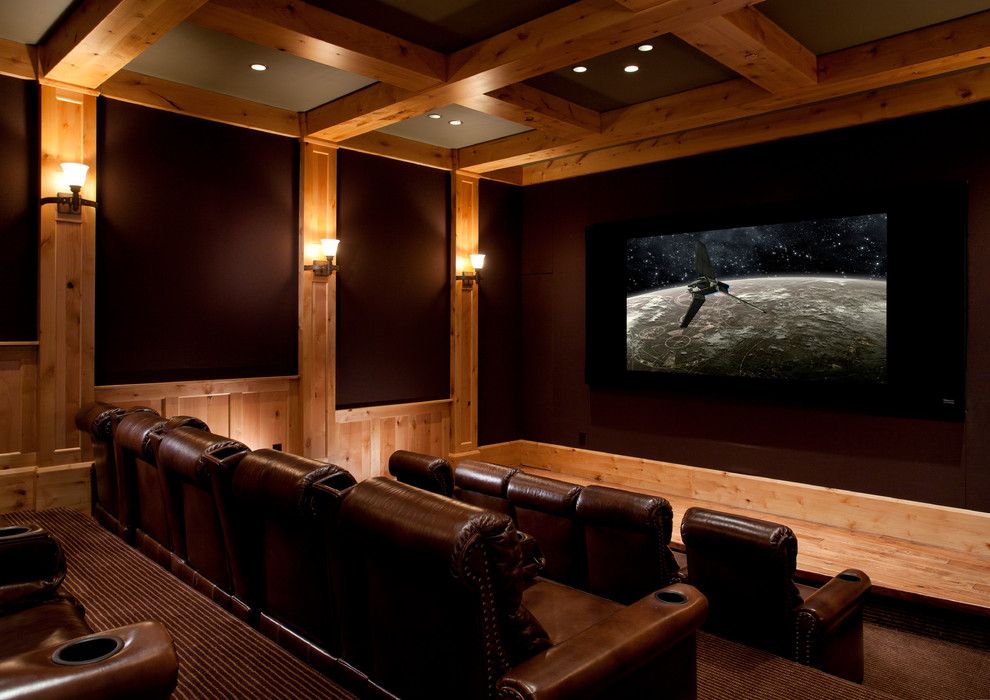 Melrose Park Theater for a Rustic Home Theater with a Natural Finishes and 03   Park City, Utah Residence by Magleby Construction