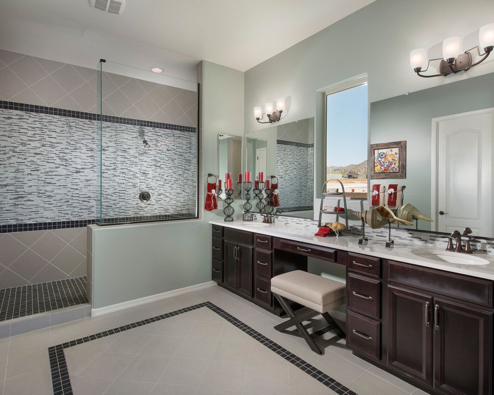 Meritage Homes Az for a Contemporary Bathroom with a Light Green Walls and the Sabine Plan at Sky Ranch | Tucson, Az by Meritage Homes