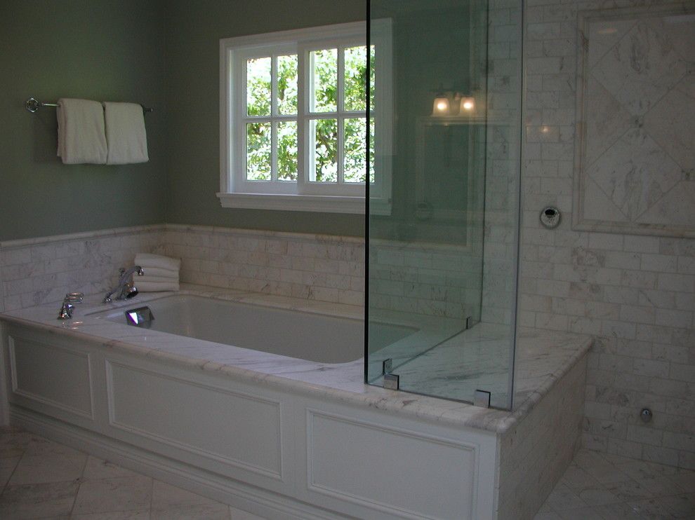 Metropolitan Bath and Tile for a Traditional Bathroom with a White Marble and Traditional Master Bathroom Remodel by Kelly Darling Spadoni   Darling Interiors