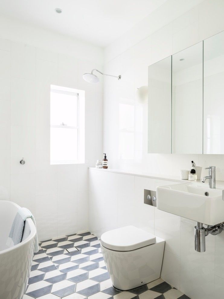 Mid America Tile for a Beach Style Bathroom with a Handmade Tiles and Tamarama Apartment by Decus Interiors