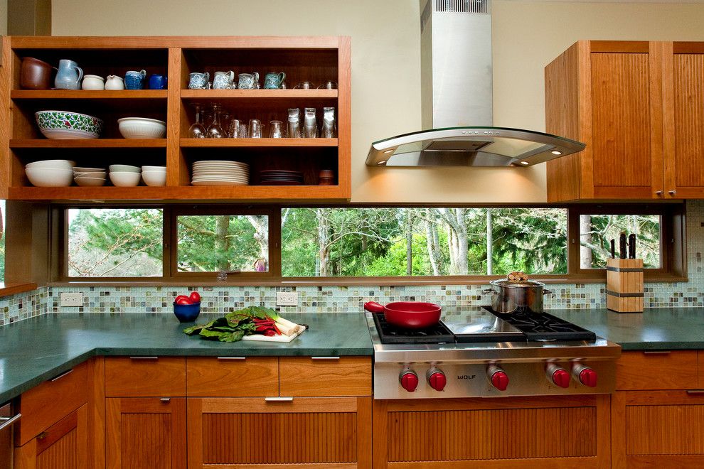 Mid Continent Cabinets for a Midcentury Kitchen with a Red Pan and Pacific Nw Mid Century Kitchen Remodel by Crescent Builds