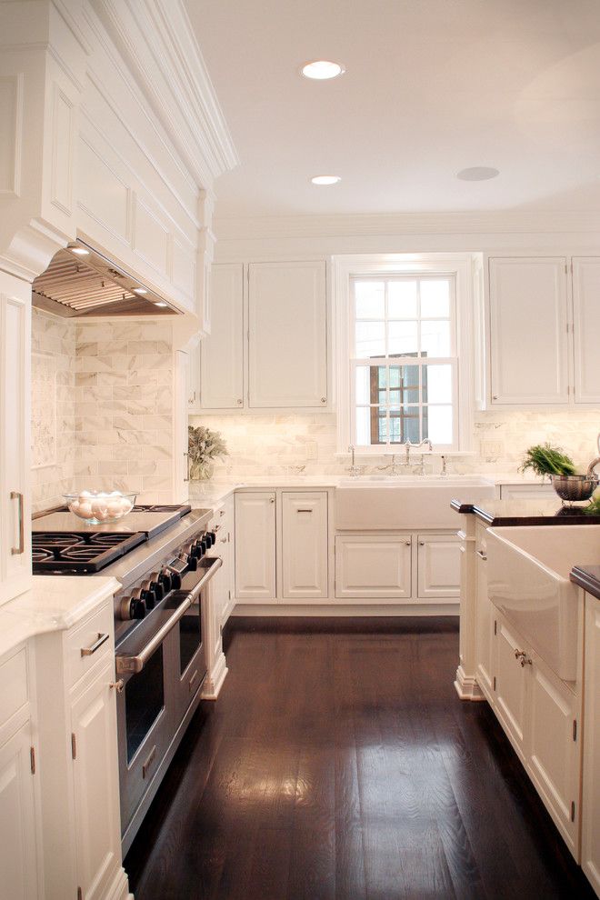 Mid Continent Cabinets for a Traditional Kitchen with a Range Hood and Classic White Kitchen by House of L Interior Design