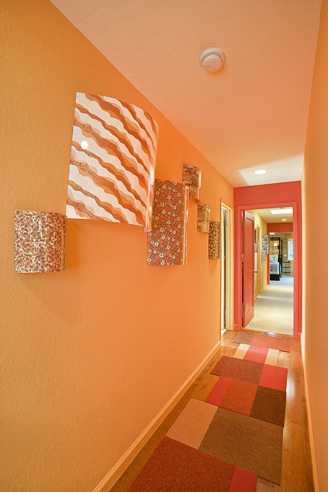 Milliken Doors for a Contemporary Hall with a Flor Tiles and Mountain View Hallway by Susan Diana Harris Interior Design