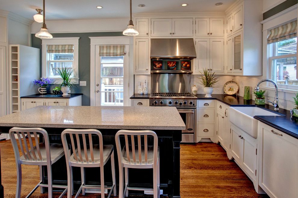 Miniwax for a Craftsman Kitchen with a Glass Cabinets and Bellevue House by Kathryn Tegreene Interior Design