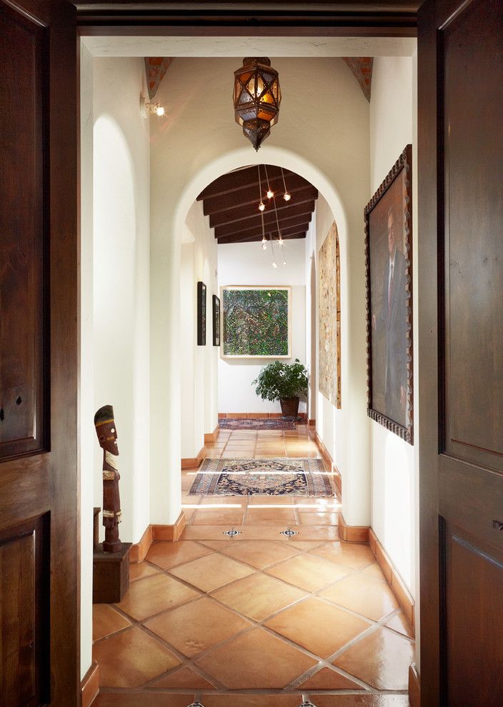 Minwax Colors for a Mediterranean Hall with a Gallery Wall and Margo Hallway by Cgn Designs Llc