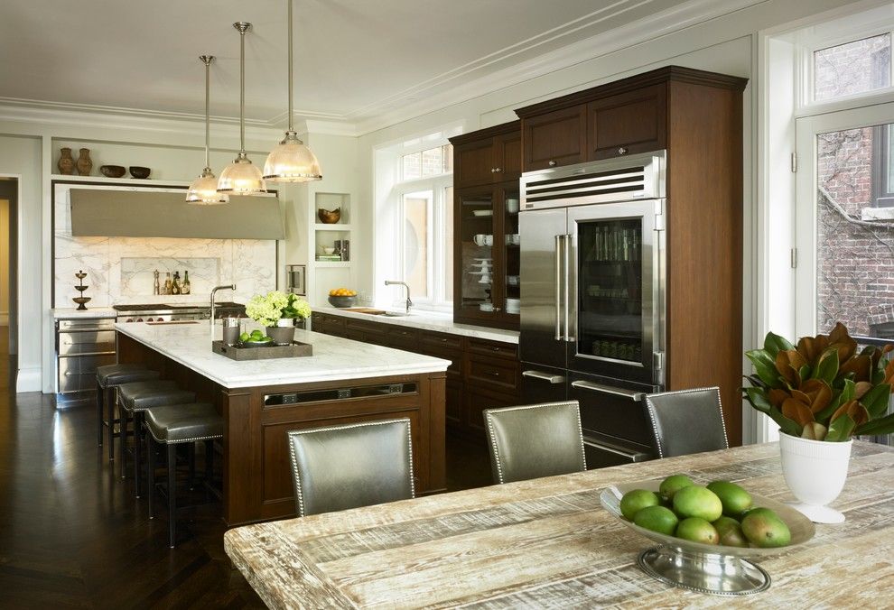 Minwax Dark Walnut for a Traditional Kitchen with a Stool and Kitchen by Michael Abrams Limited