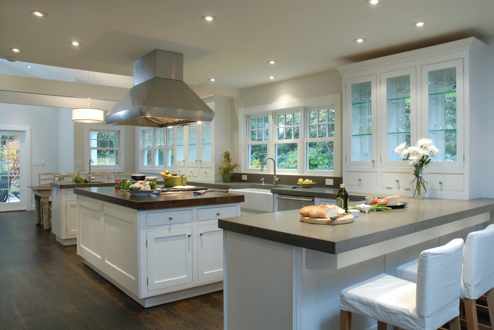 Minwax for a Contemporary Kitchen with a Slipcovered Counter Stools and Muttontown Home by Araco Development Group