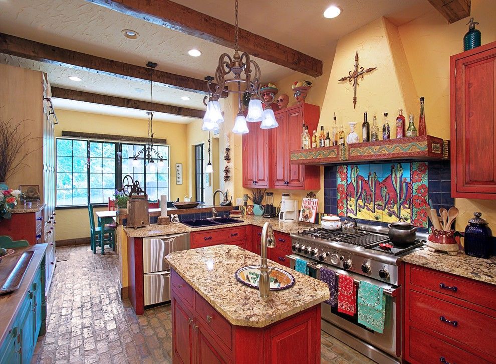 Minwax Stain Colors for a Southwestern Kitchen with a Mosaic and Kitchen by Gritton & Associates Architects