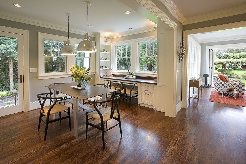 Minwax Stain Colors for a Traditional Dining Room with a Built in Desk and Breakfast Room by Emerick Architects