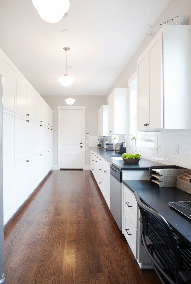 Minwax Stain Colors for a Transitional Kitchen with a White Kitchen Cabinets and Super Pantry by Tracy Herbert Interiors, Llc