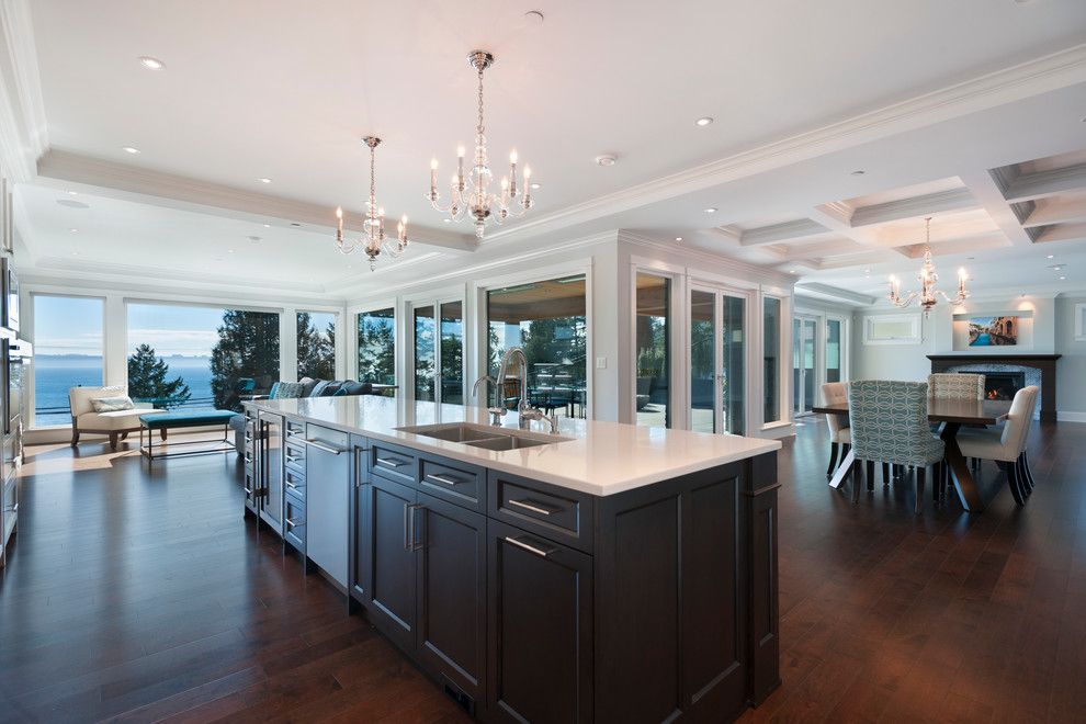 Mirage Hardwood for a Transitional Kitchen with a West Coast Contemporary and West Vancouver Horizon by Sarah Gallop Design Inc.