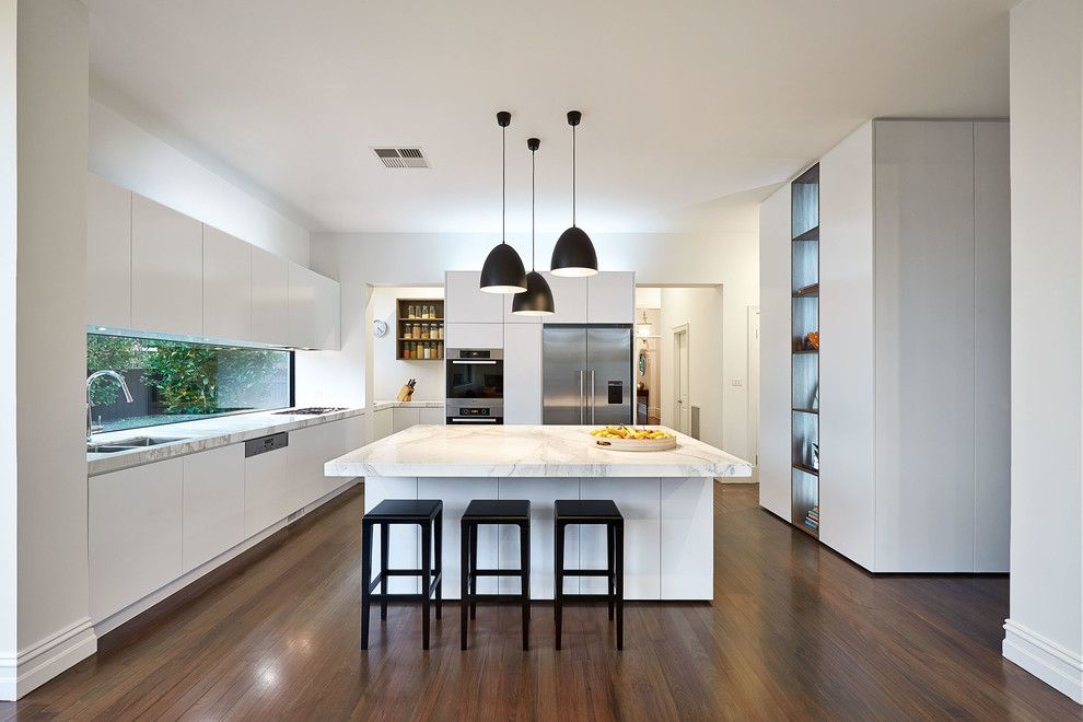 M&m Lighting for a Contemporary Kitchen with a Spice Rack and East Malvern by Lsa Architects