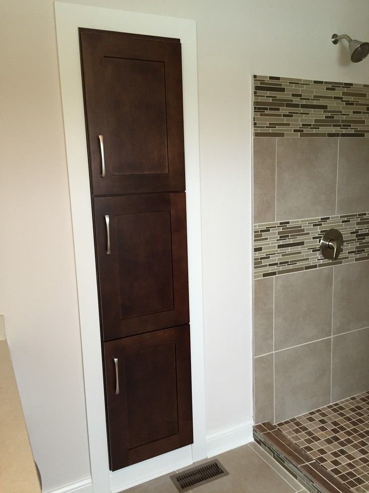 Modern Builders Supply for a Transitional Bathroom with a Dark Stain and Somerset New Build by Britany Grieger with Modern Builders Supply