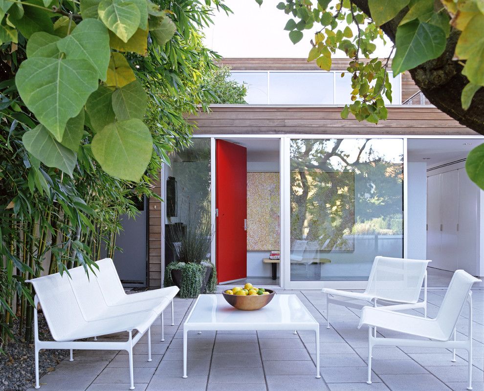 Modernlinefurniture for a Modern Patio with a Container Plants and Newport Beach Residence by Paul Davis Architects