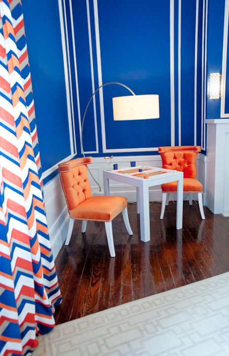 Modshop for a Modern Living Room with a Chevron Curtains and New York Designer Showcase by Modshop   La, Oc, Ny, Palm Springs & Miami