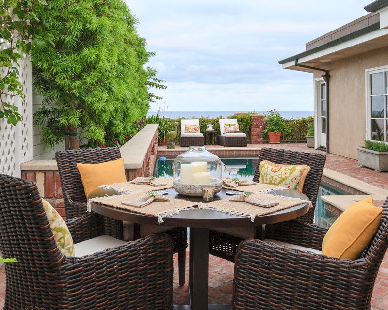 Monarch Pools for a Beach Style Pool with a Bench and Monarch Bay Patio Refresh by Jasmine Roth