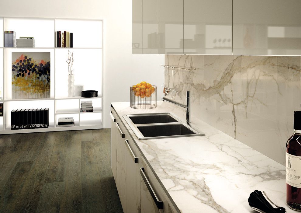 Mont Granite for a Contemporary Kitchen with a Procelain and New Product for Beautiful Kitchens by Mont Surfaces by Mont Granite