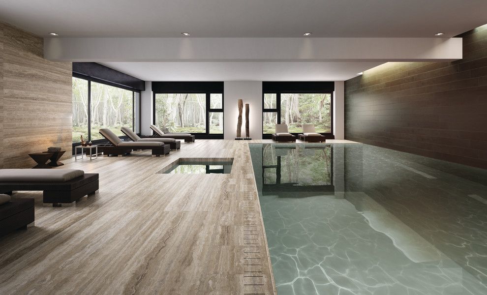 Mont Granite for a Contemporary Pool with a Porcelain Slabs and Master Bath   Porcelain by Mont Surfaces by Mont Granite