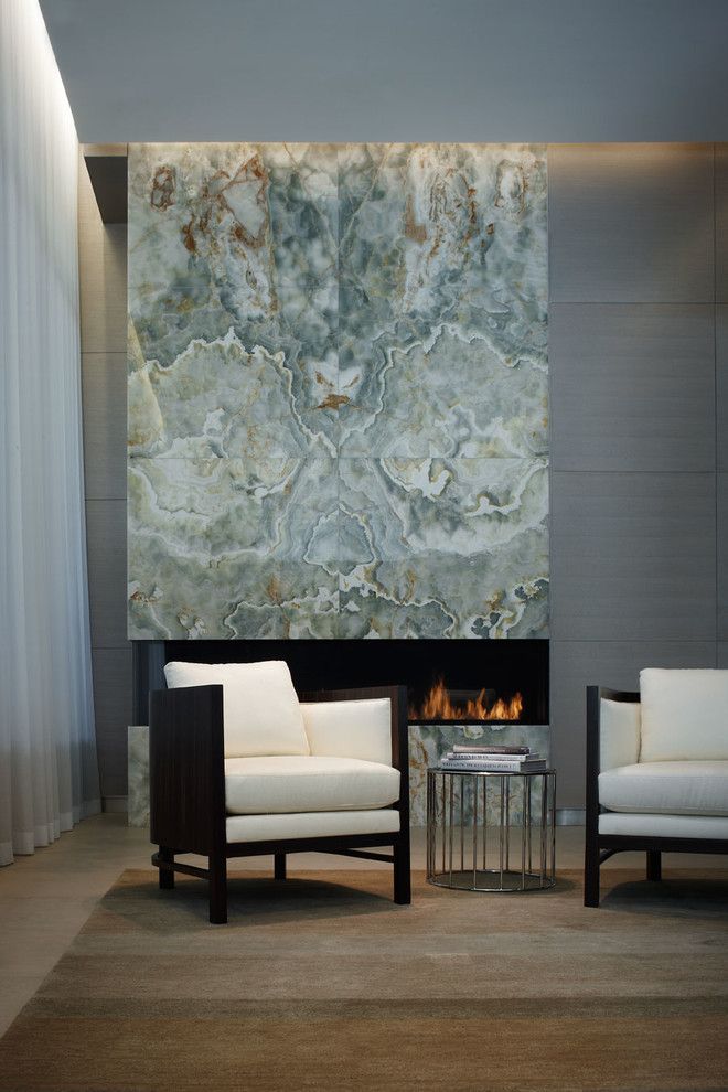 Montigo for a Contemporary Living Room with a Living Room and 6' Custom Gas Fireplace by Montigo Fireplaces