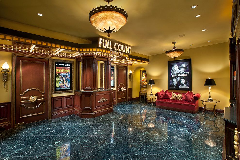 Moreno Valley Theater for a Mediterranean Home Theater with a Theatre and Theater Lobby by Desert Star Construction