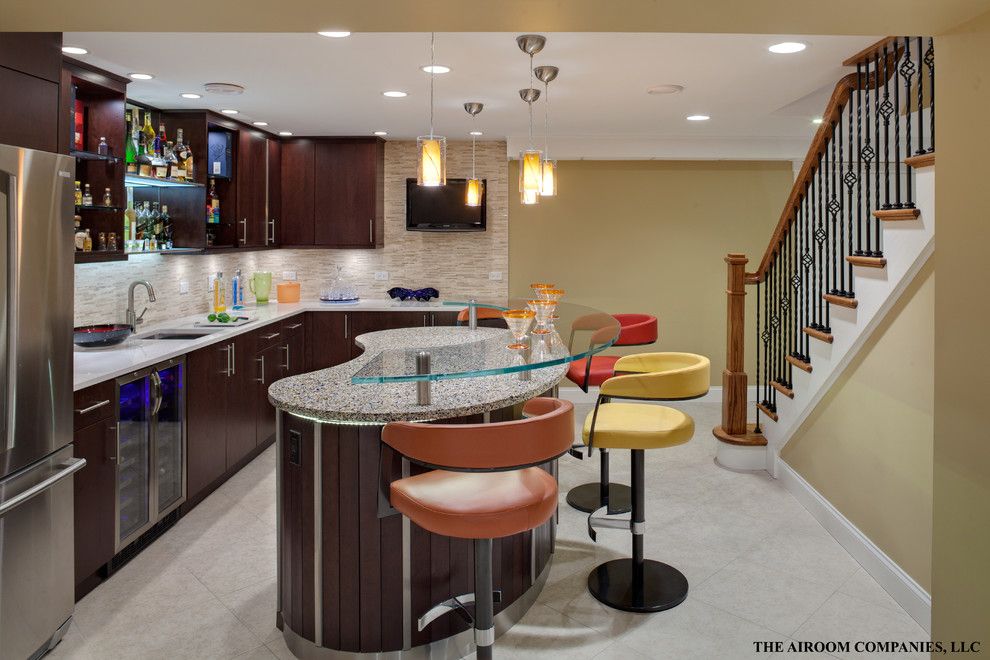 Mr Bar Stool for a Contemporary Basement with a Contemporary and Wheaton Lower Level Renovation by Airoom Architects Builders Remodelers