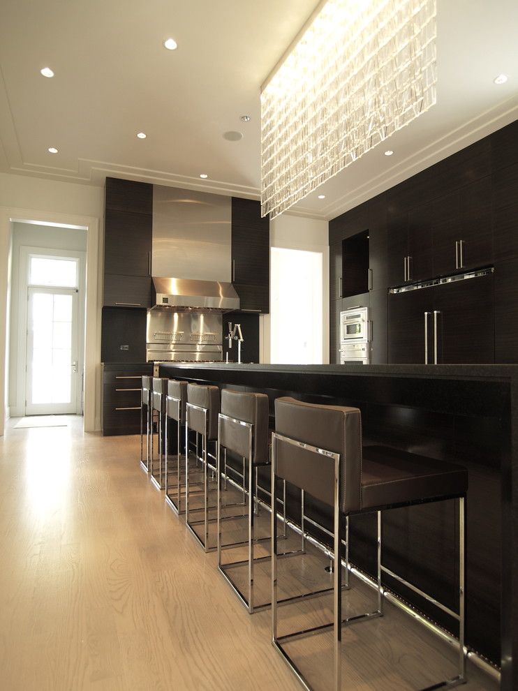 Mr Bar Stool for a Contemporary Kitchen with a Crown Molding and Morningside House by Joel Kelly Design