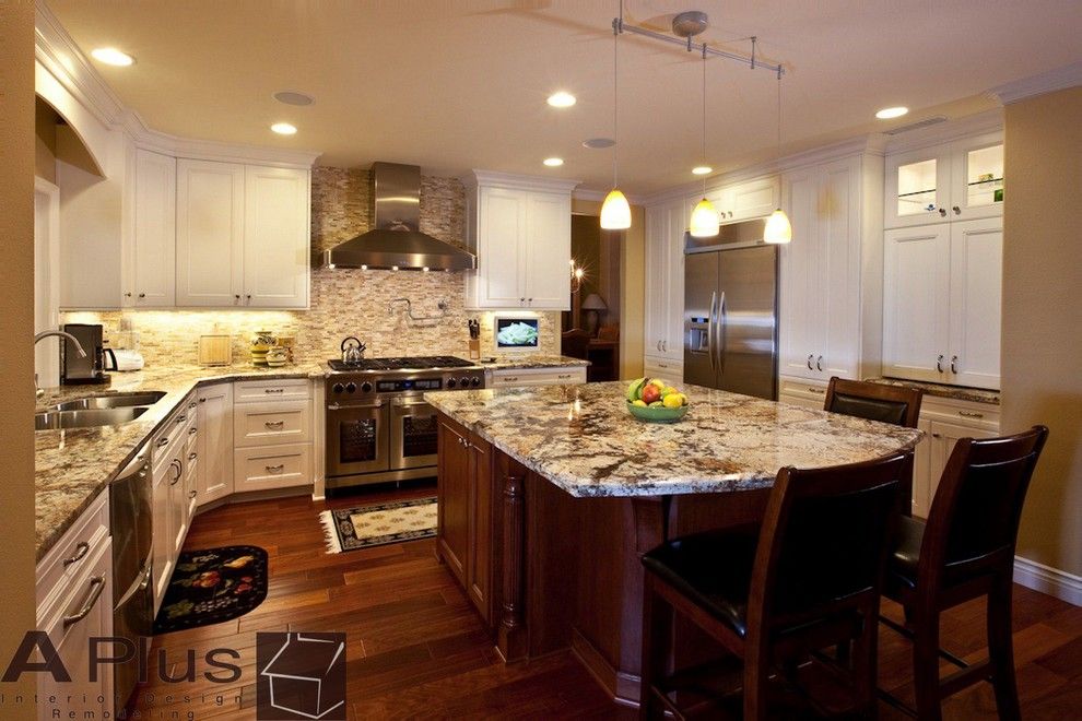 Msi Granite for a Traditional Kitchen with a White Cabinets and Hartshorn Kitchen Remodeling by Aplus Interior Design & Remodeling