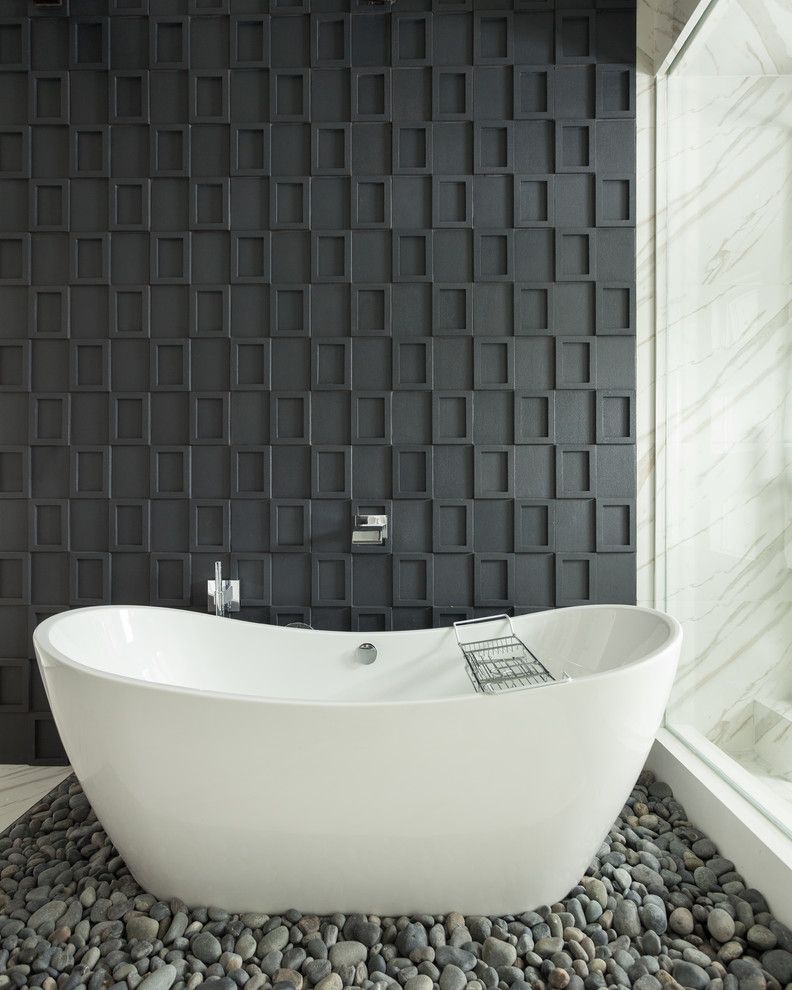 Msi Stone for a Contemporary Bathroom with a Square Tile and San Clemente Master Bath Remodel by Susan Thiel Design