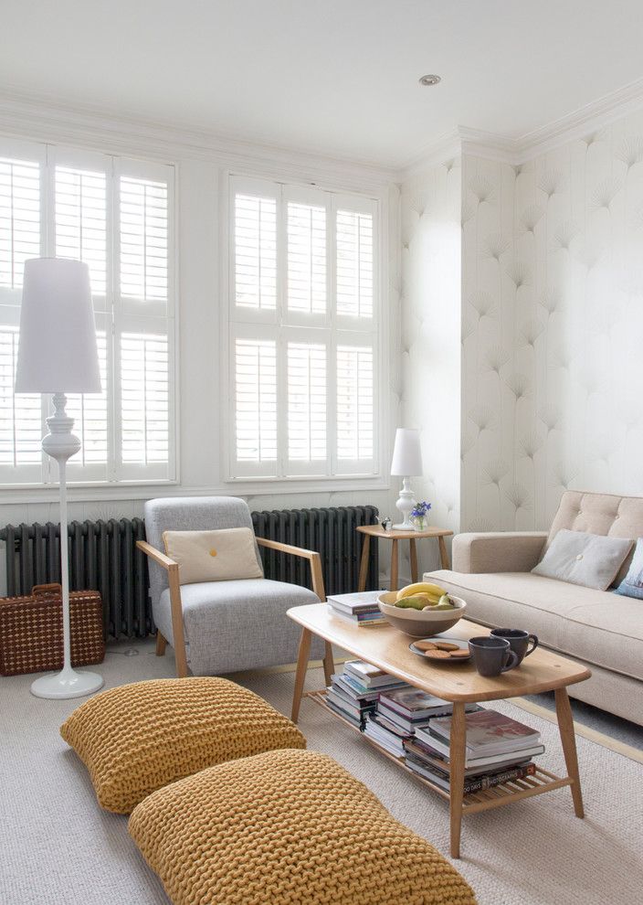 Muji Us for a Contemporary Living Room with a Ercol and Edwardian House, South West London by Rebecca Hayes Interiors