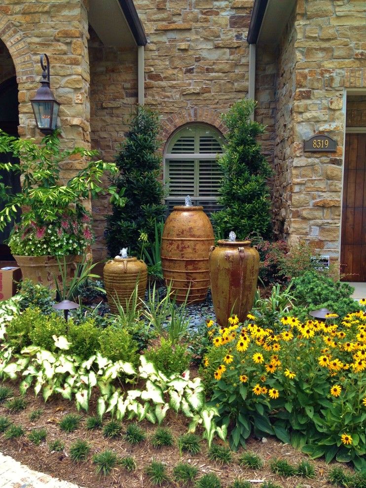 Mulch Masters for a Mediterranean Landscape with a Boxwood and Memorial   Spring Valley by Designs by Elizabeth