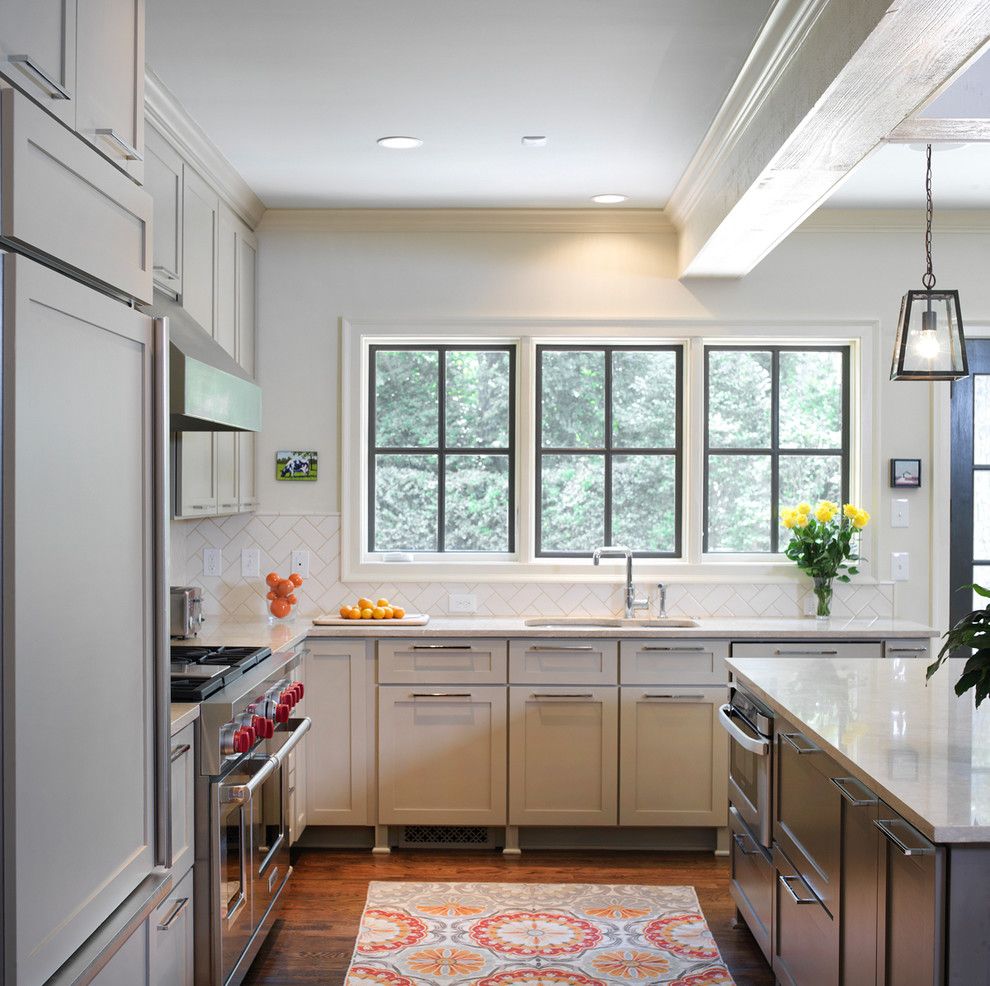 Mullioned Windows for a Transitional Kitchen with a Beige Cabinets and Ranch Remodel Kitchen by Clark & Zook Architects, Llc