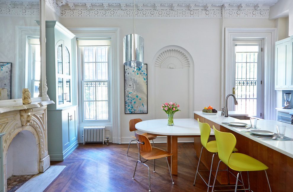 Mundo Tile for a Transitional Kitchen with a Wall Art and Brooklyn Ny Brownstone by David Kaplan Interior Design Llc