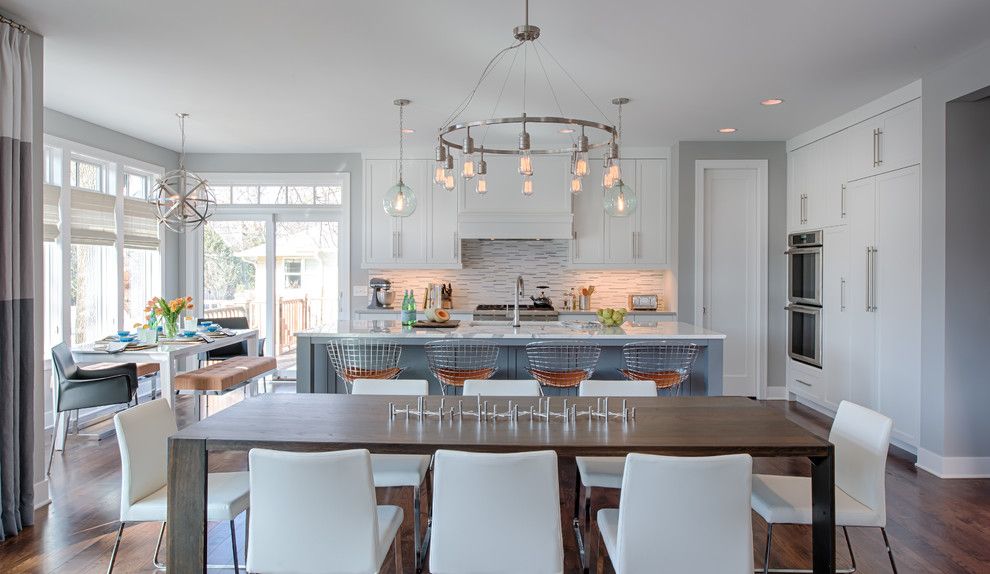 Muska Lighting for a Transitional Dining Room with a Dining Chairs and Eclectic Modern by Refined Llc