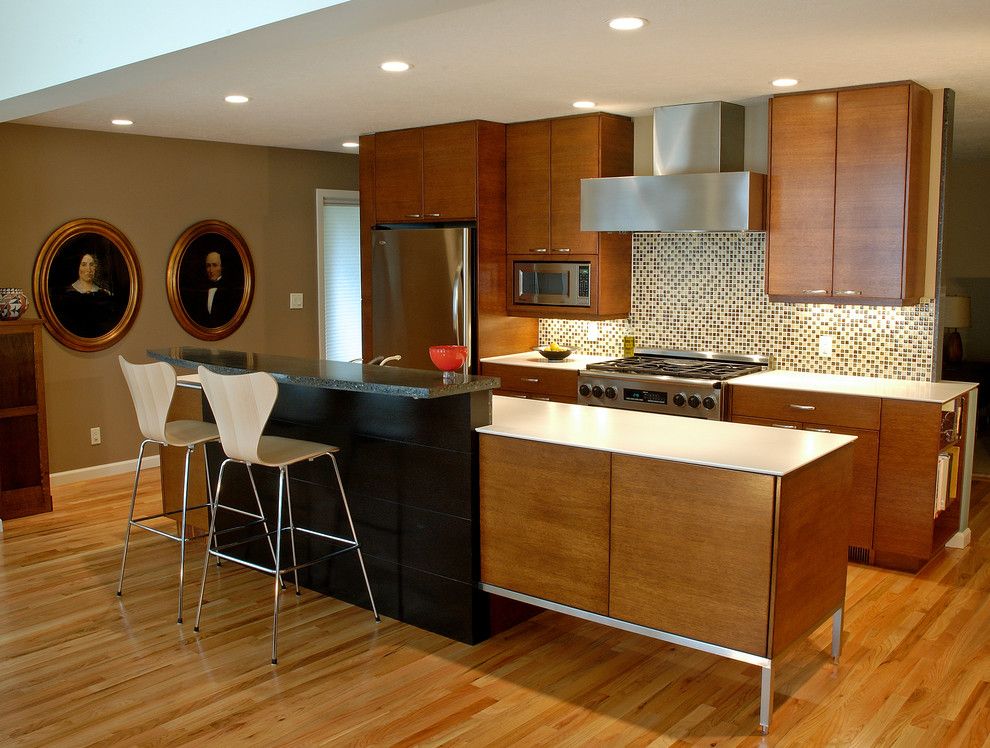 Nadeau Furniture for a Modern Kitchen with a Addition and 50's Re Do by William Roy Designer Kitchens