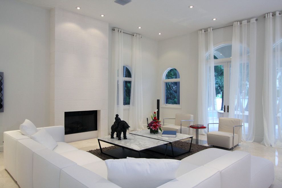 Navajo White Paint for a Contemporary Living Room with a Marble Coffee Table and Modern by Claudia Lujan