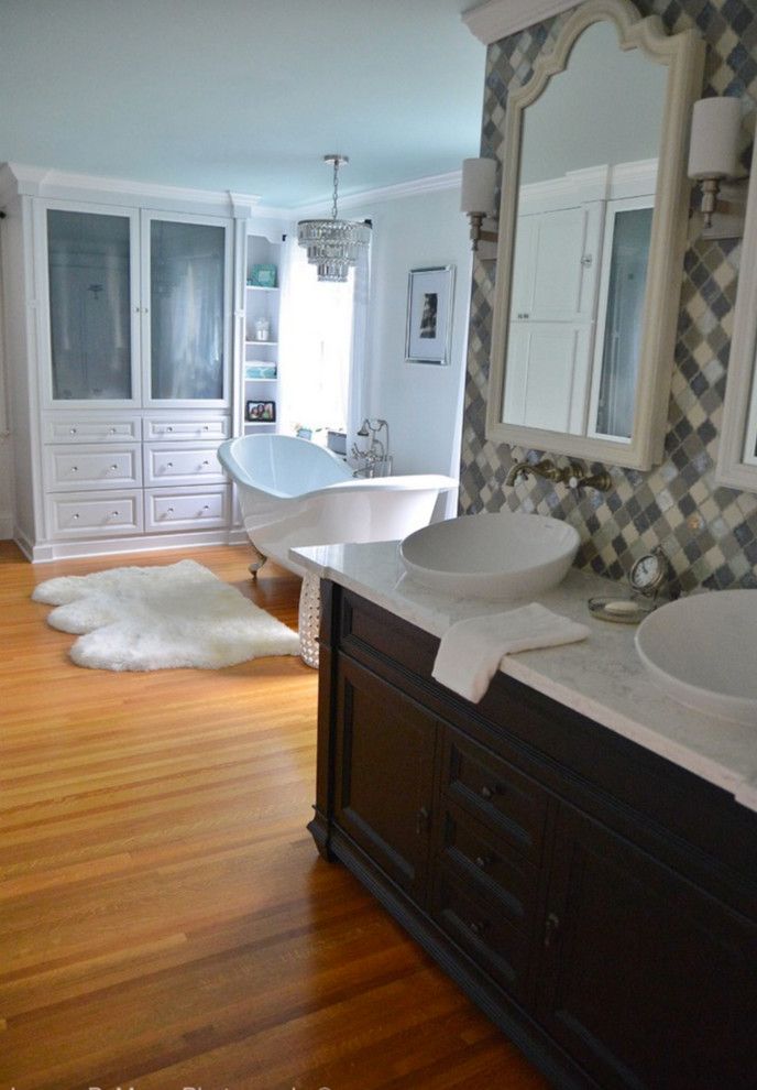 Neolith Countertops for a Traditional Bathroom with a Moen and Pittsford, Ny Traditional White Bathroom by Innovations by Vp