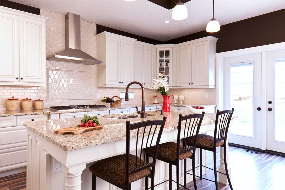 New Venetian Gold Granite for a Traditional Kitchen with a Tray Ceiling and Kitchen   Residence Camrose I by Madison Park Homes