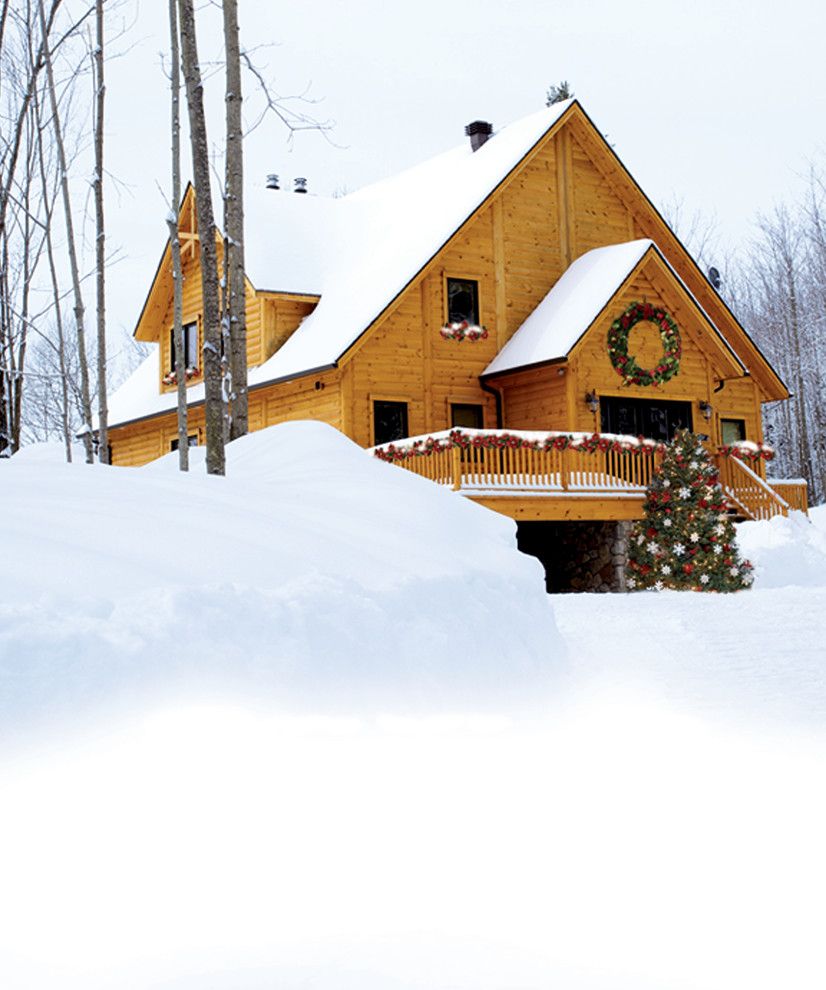 Niblock Homes for a Rustic Exterior with a Merry Christmas and Timber Block Log Home Photos by Timber Block Homes