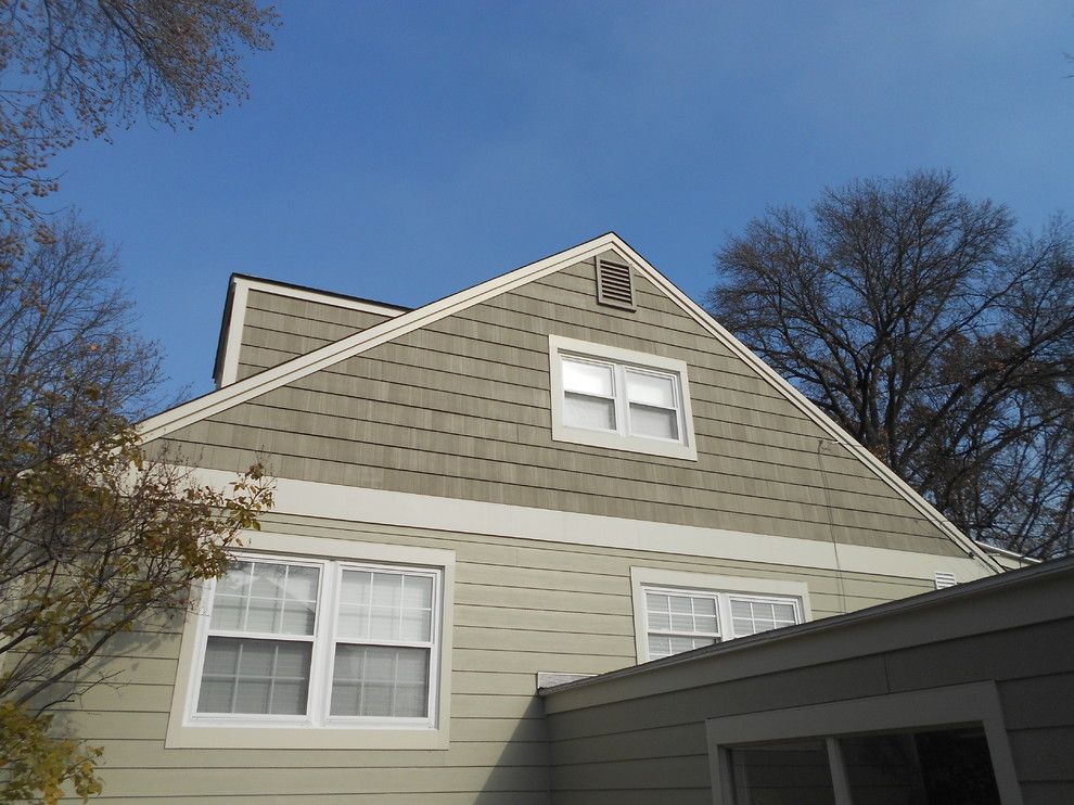 Nichiha Siding for a Traditional Spaces with a Hardieshingle Siding and Monterey Taupe Hardie Siding W/ Nichiha Shake Painted Timberbark in Kirkwood, Mo by Siding Express (Maintenance Free Siding)