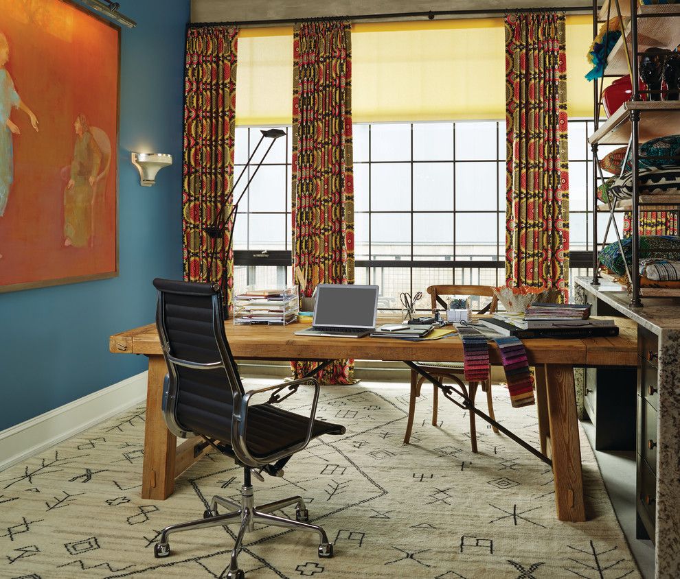 Nilson Homes for a Contemporary Home Office with a Area Rug and Modern Home Office by Budget Blinds