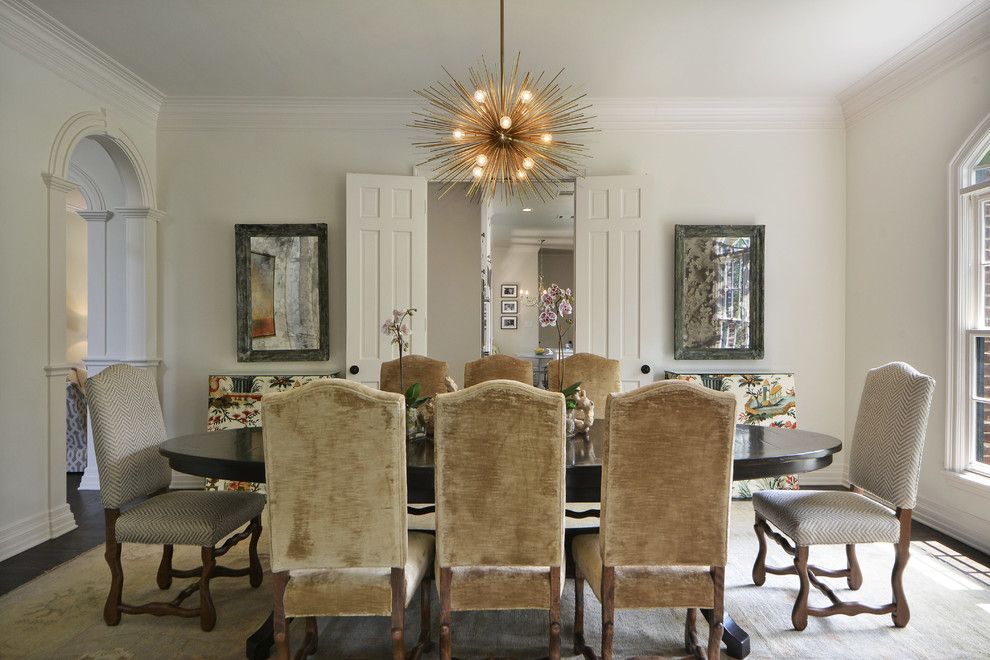 Norwood Furniture for a Traditional Dining Room with a Antique Oushak Rug and Green Cliffs Road by Fig Home