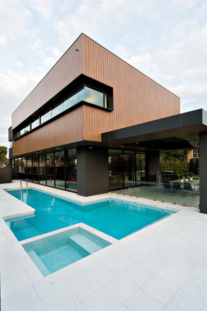 Nps Pool Supply for a Contemporary Exterior with a Large Windows and Mentone House by Jasmine Mcclelland Design