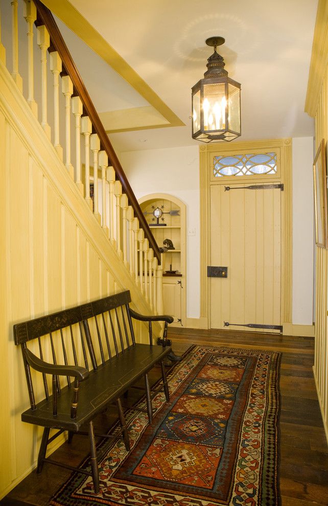 Nw Artisan Hardware for a Farmhouse Entry with a Transom and Starry Night Farm   Stair Hall by Archer & Buchanan Architecture, Ltd.